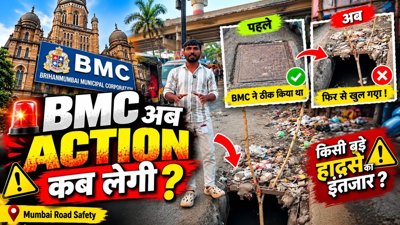 🚨 BMC ने ठीक किया, फिर खुल गया Drainage Chamber! 😡 Road Safety का बड़ा सवाल | Mumbai