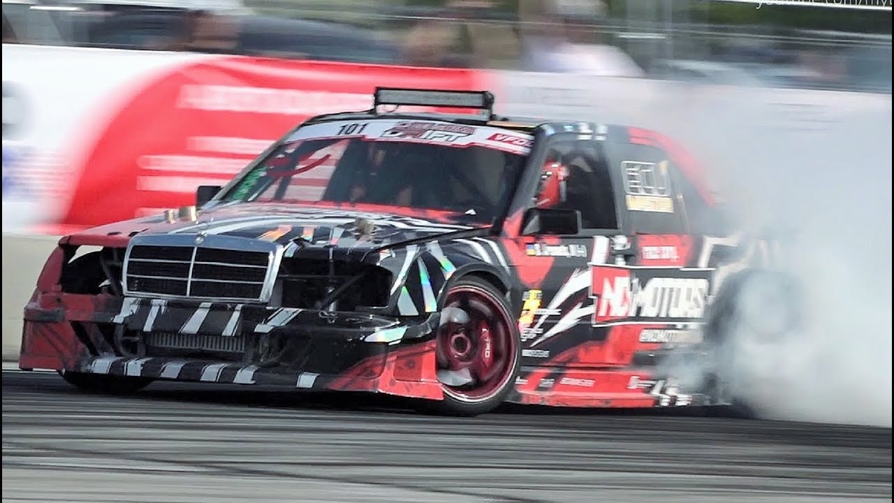 Mercedes 190 5.5 AMG Biturbo - Drift, Burnout, Donuts, Revs, Engine Sound