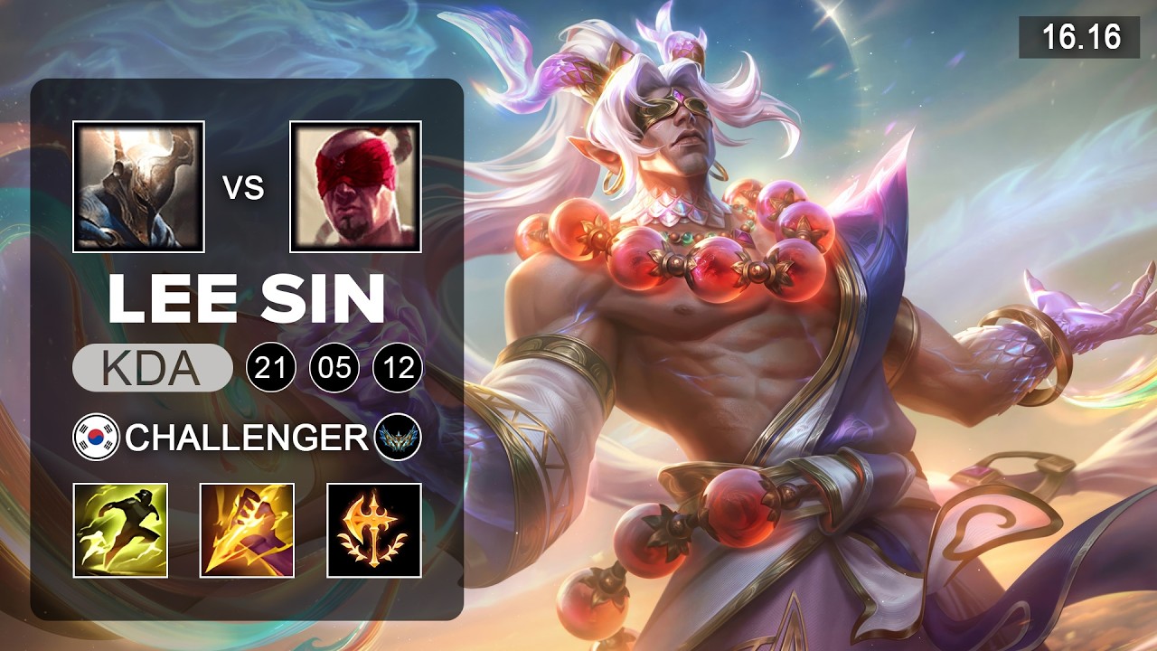 Lee Sin vs Pantheon Jungle - KR Challenger - Patch 16.16 Season 16