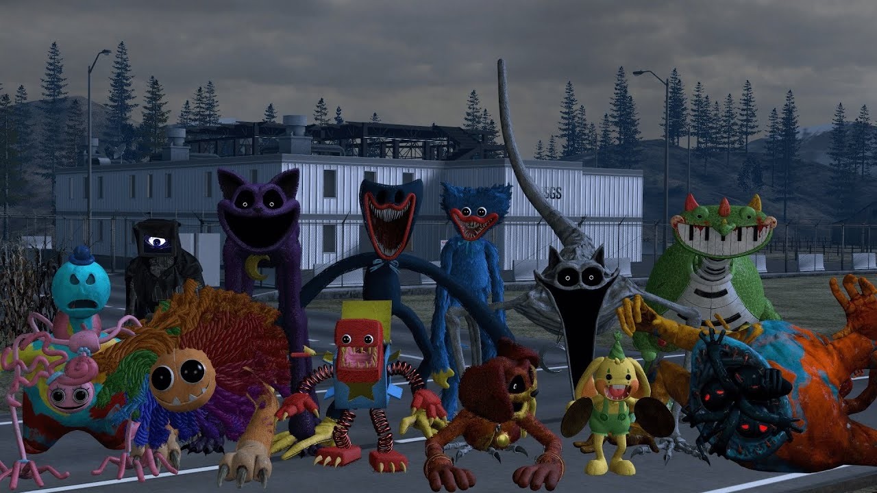 All Monsters from Poppy Playtime Hunted for me in the SCP County | Garry's Mod