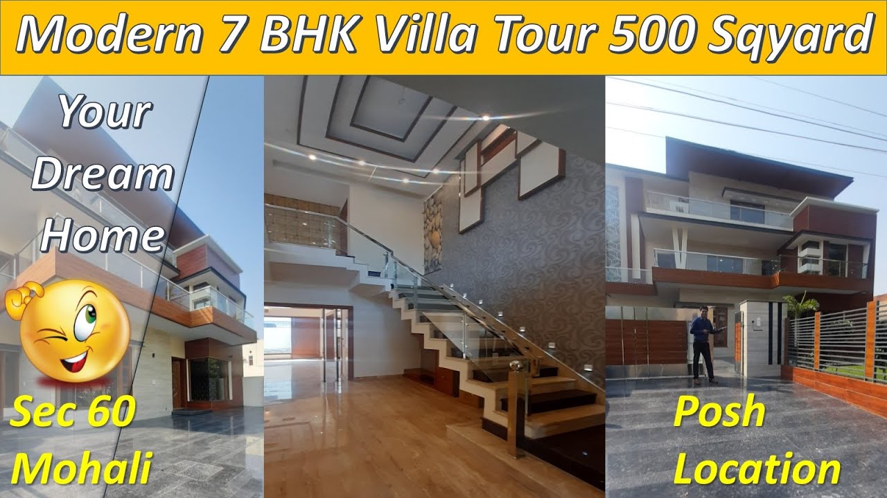 7BHK Bungalow Villa Modern House design 500 Gaj Sec 60 Mohali | New 1 Kanal House for sale in Mohali