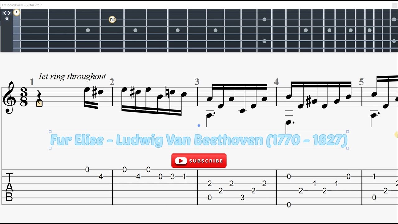 Fur Elise - Ludwig Van Beethoven (1770 - 1827) - Guitar Classic Tab
