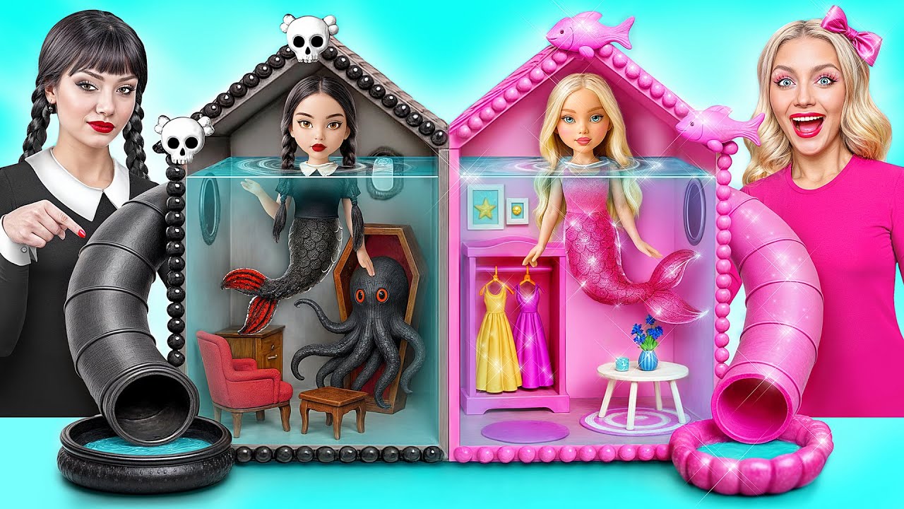 Домики Одного Цвета Челлендж | Барби vs Уэнсдей Русалки от Multi DO Girls