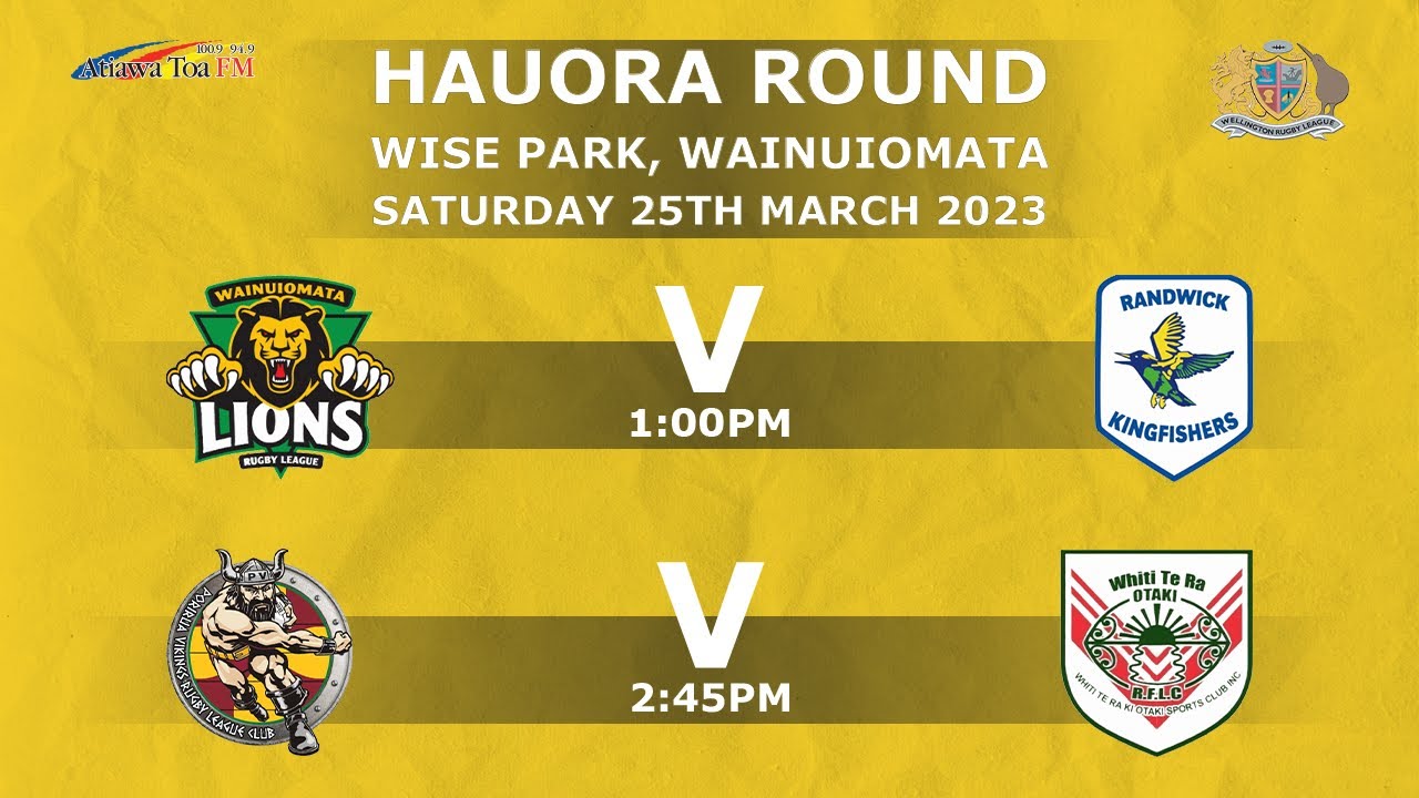Wellington Rugby League 2023 Premier Men's Championship Round 1 Sat 25th March 2023