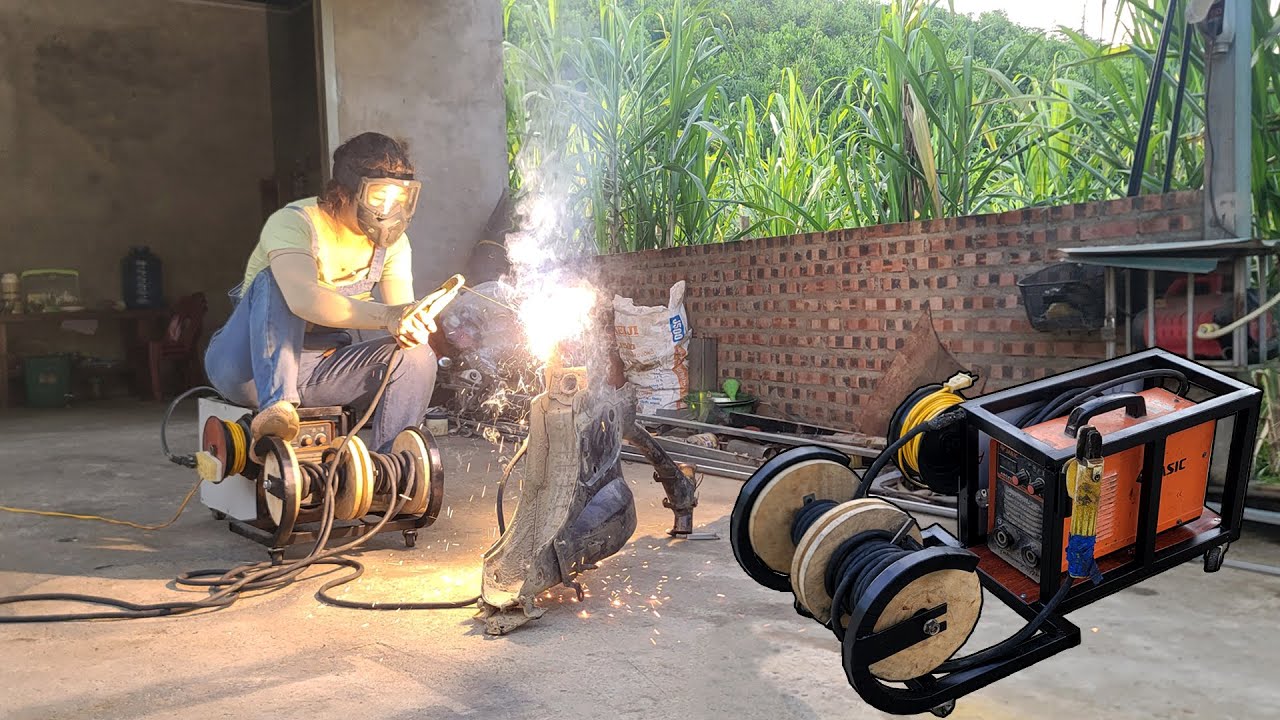 DIY Mobile Welding Machine Design and Electric Wire Reel Making