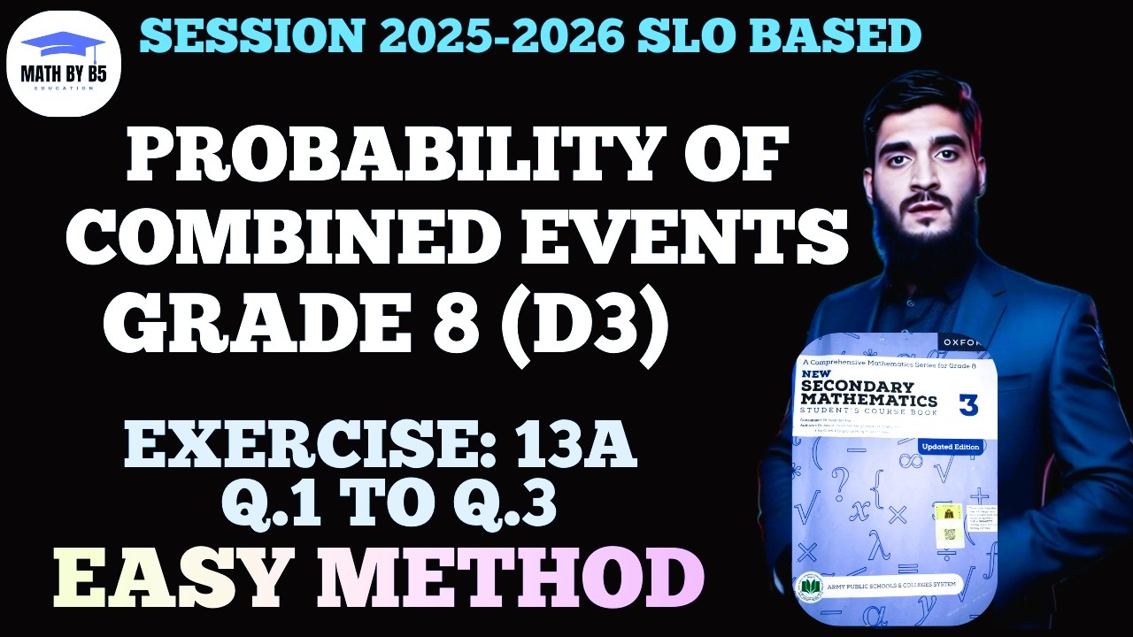 Ex 13A Class 8 | Probability of Combined Events | D3 Maths Explained 📘