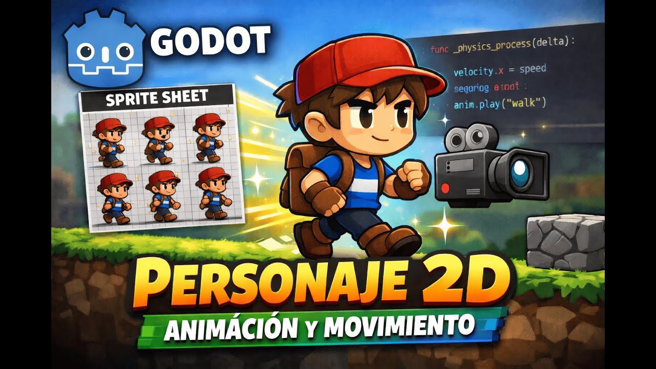 Godot: Crear y animar un personaje 2D + cámara y movimiento