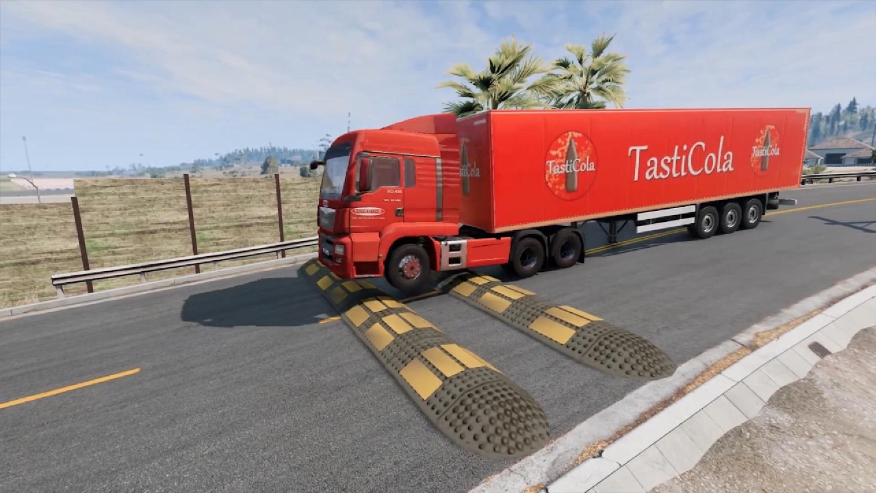 Trucks vs Massive Speed bump compilation #51 beamng drive live 5