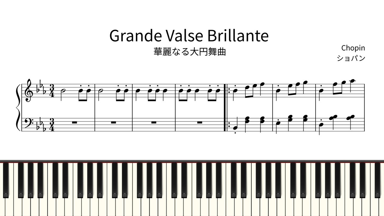 【簡単ピアノ楽譜】華麗なる大円舞曲 ショパン / Grande Valse Brillante Op.18 - Frédéric Chopin / Op18 | Easy Piano Tutorial