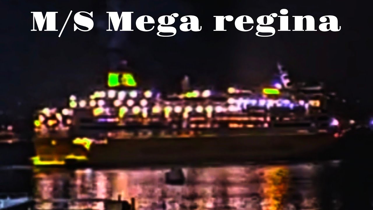 Corsica-Sardinia ferries: M/S Mega regina leaving Ajaccio at night