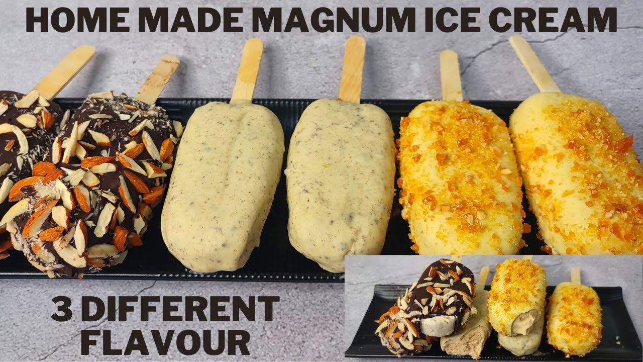 Home made magnum ice cream | 3 different flavours | ice cream recipes |