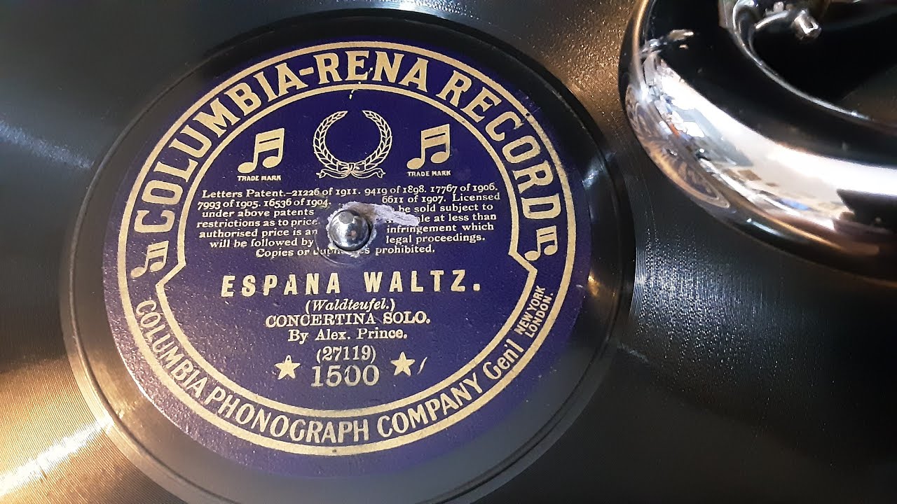 Espana Waltz Concertina Solo Played By Alex Prince Rare 78 rpm