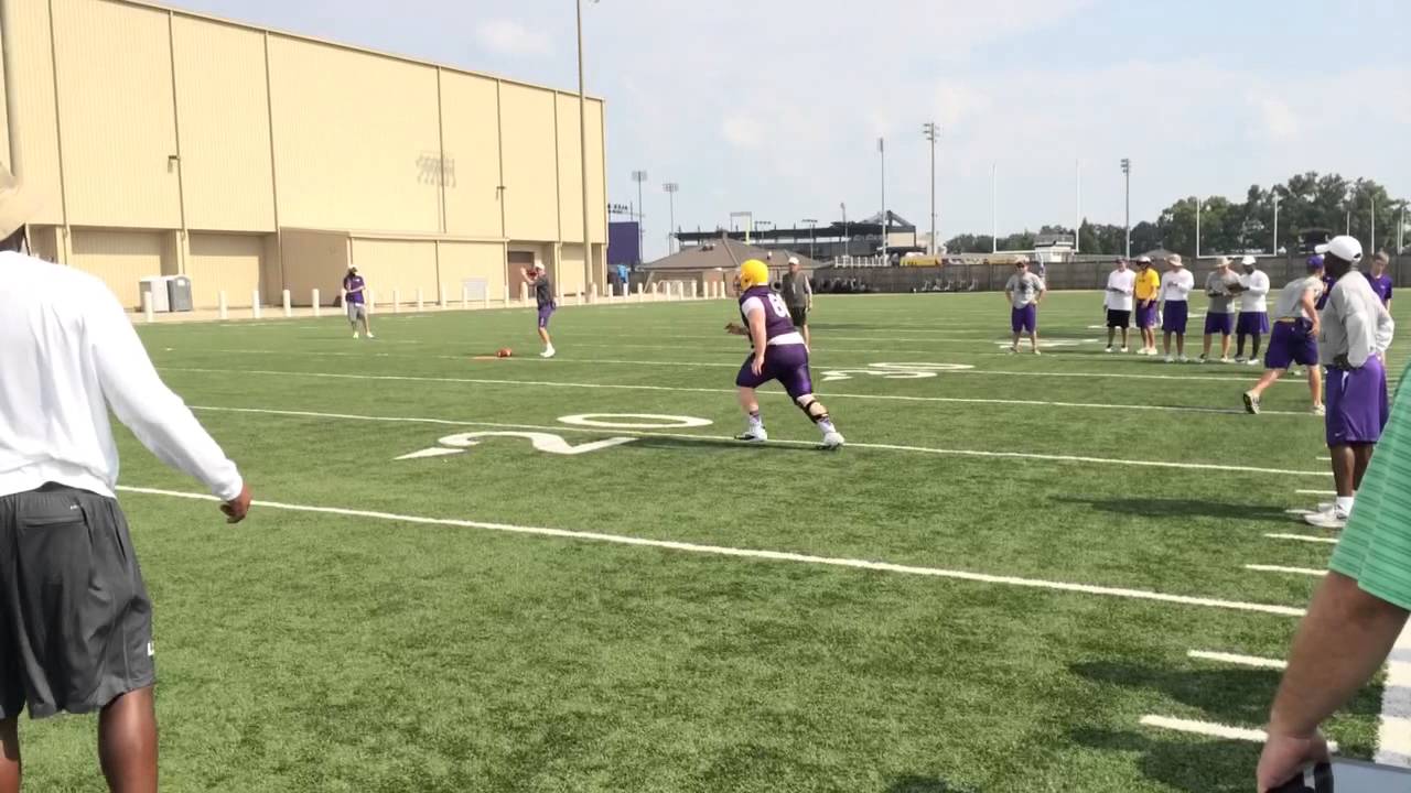 LSU lineman take a turn in the passing gauntlet