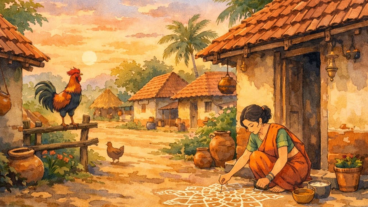 “A Peaceful Indian Village in the 90s 🌾 | Ghibli-Style Nostalgia”