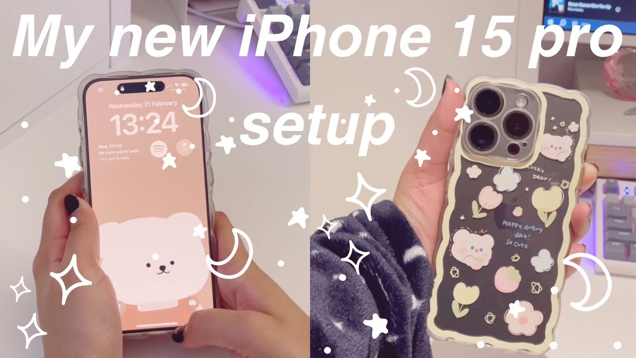 *+Customising my new phone+* - Cute bear theme - Minimal iPhone setup - iPhone 15 pro