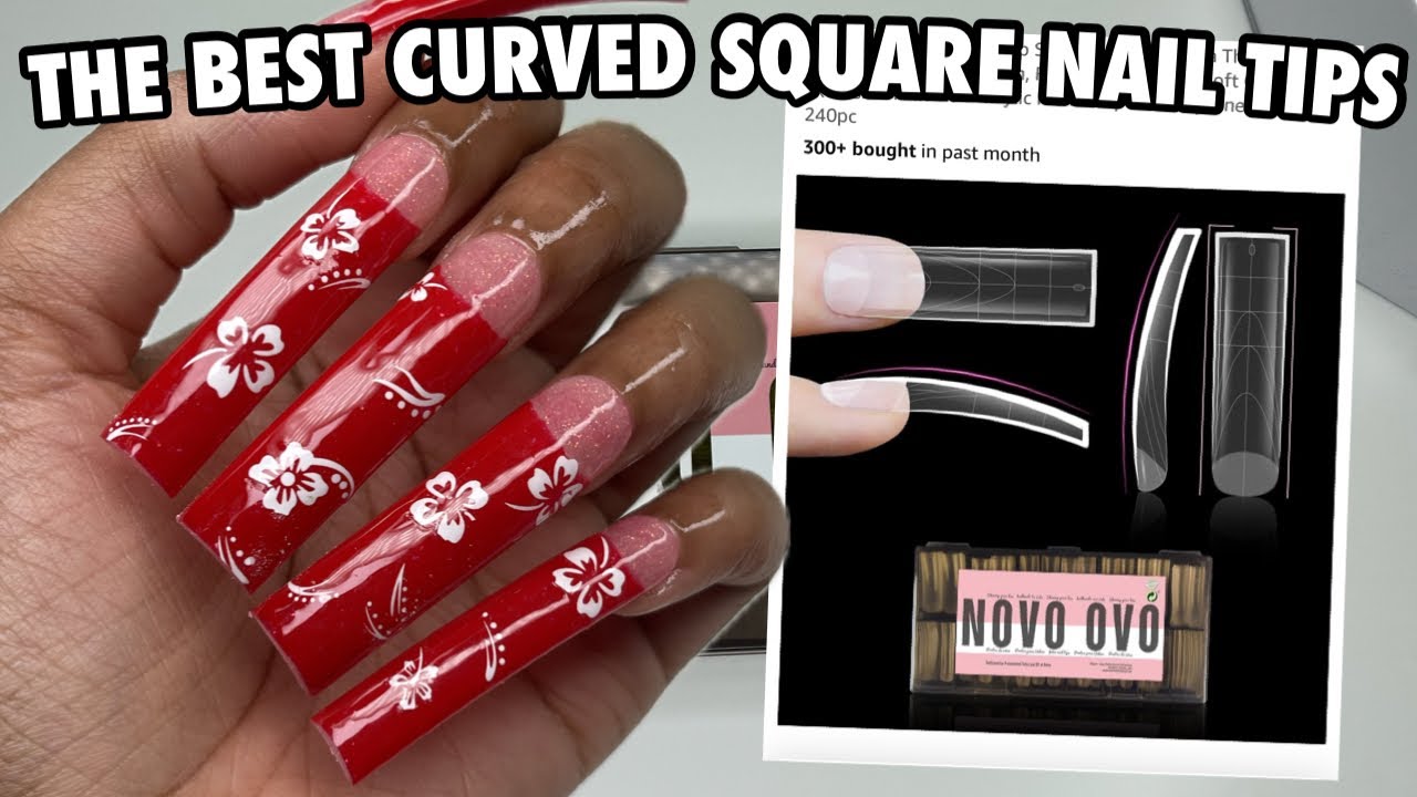 The Best Curved Square Nail Tips | 90s Inspired Nails | Amazon Nail Finds | Novo Ovo Nails