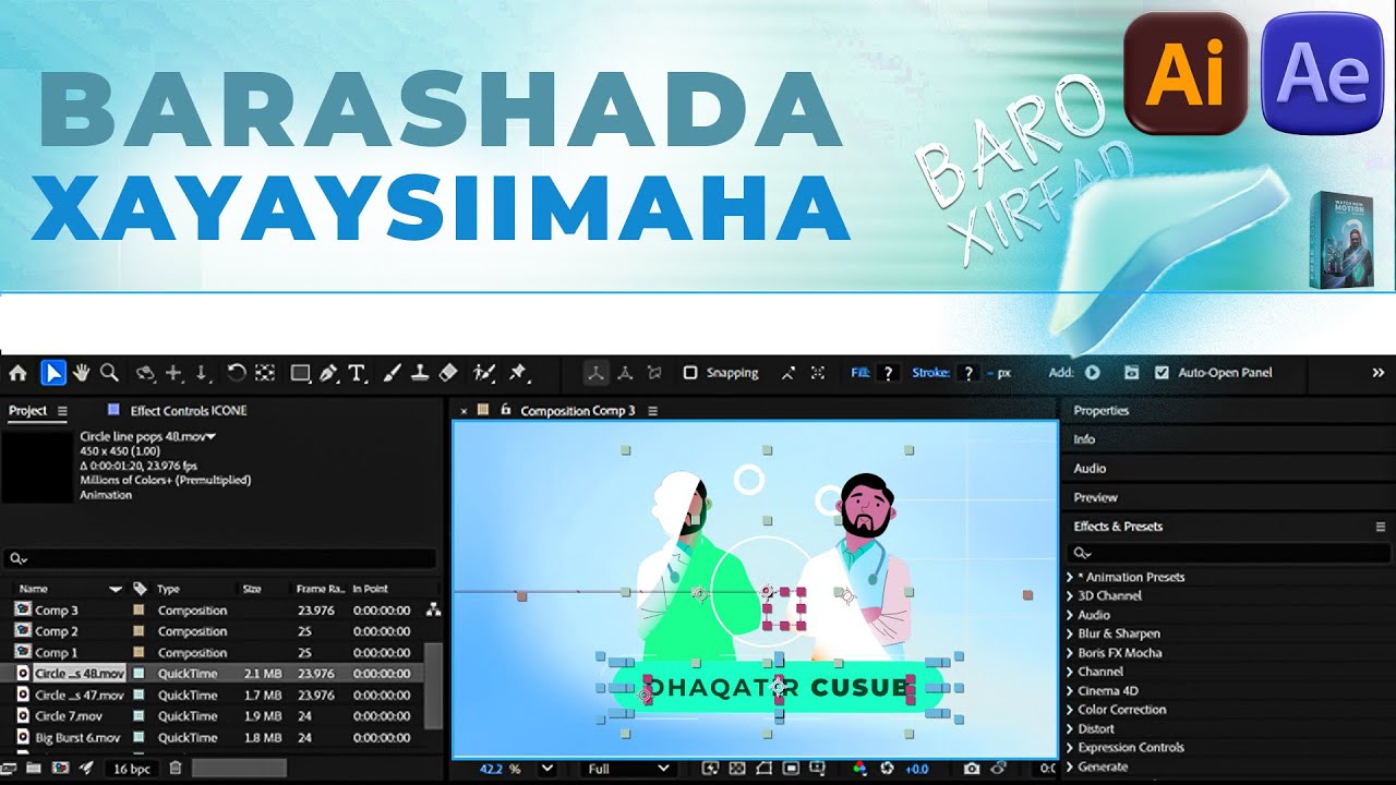 Barashada motion graphic xayeysiin adobe after effects tutorial
