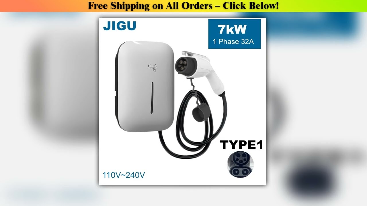 JIGU 1Phase TYPE1 7KW 32A EV Wallbox Charging Station Electric Car Charger With WIFI/Bluetooth APP