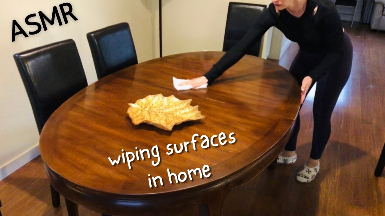 ASMR wiping tables, counters, & surfaces with spray & paper towel. No talking. #asmr #asmrcleaning