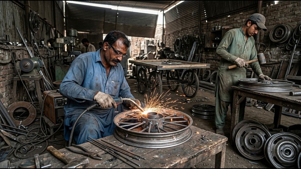 From Scrap to Strong Wheels! Amazing Cart Wheel Manufacturing Process  #diy #viral #viralvideo