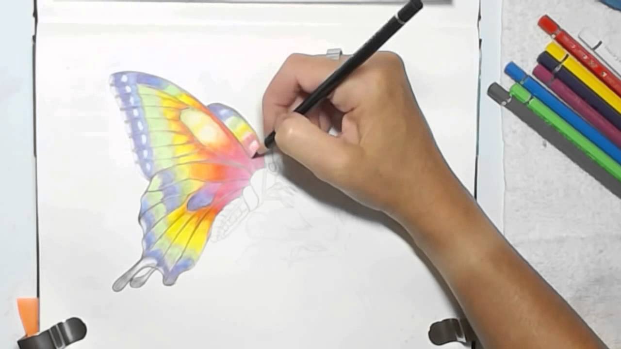 Painting a Watercolor Pencils Butterfly by Dion Dior