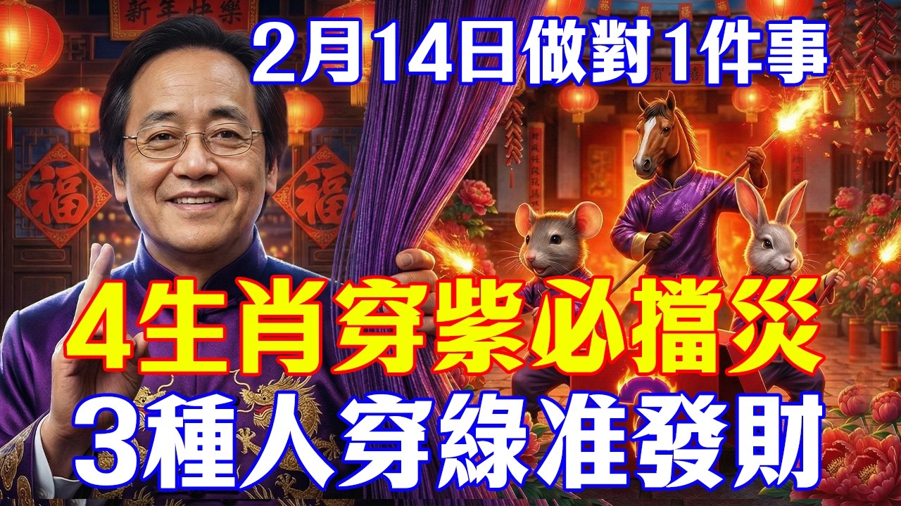 倪海廈：2月14日、臘月二十七！4個生肖穿紫色！3種人穿綠色！做對1件事，擋掉一整年的災禍！#倪海廈#中醫養生#經方#心肌梗塞#臘月二十七#保命顏色#冬病夏治