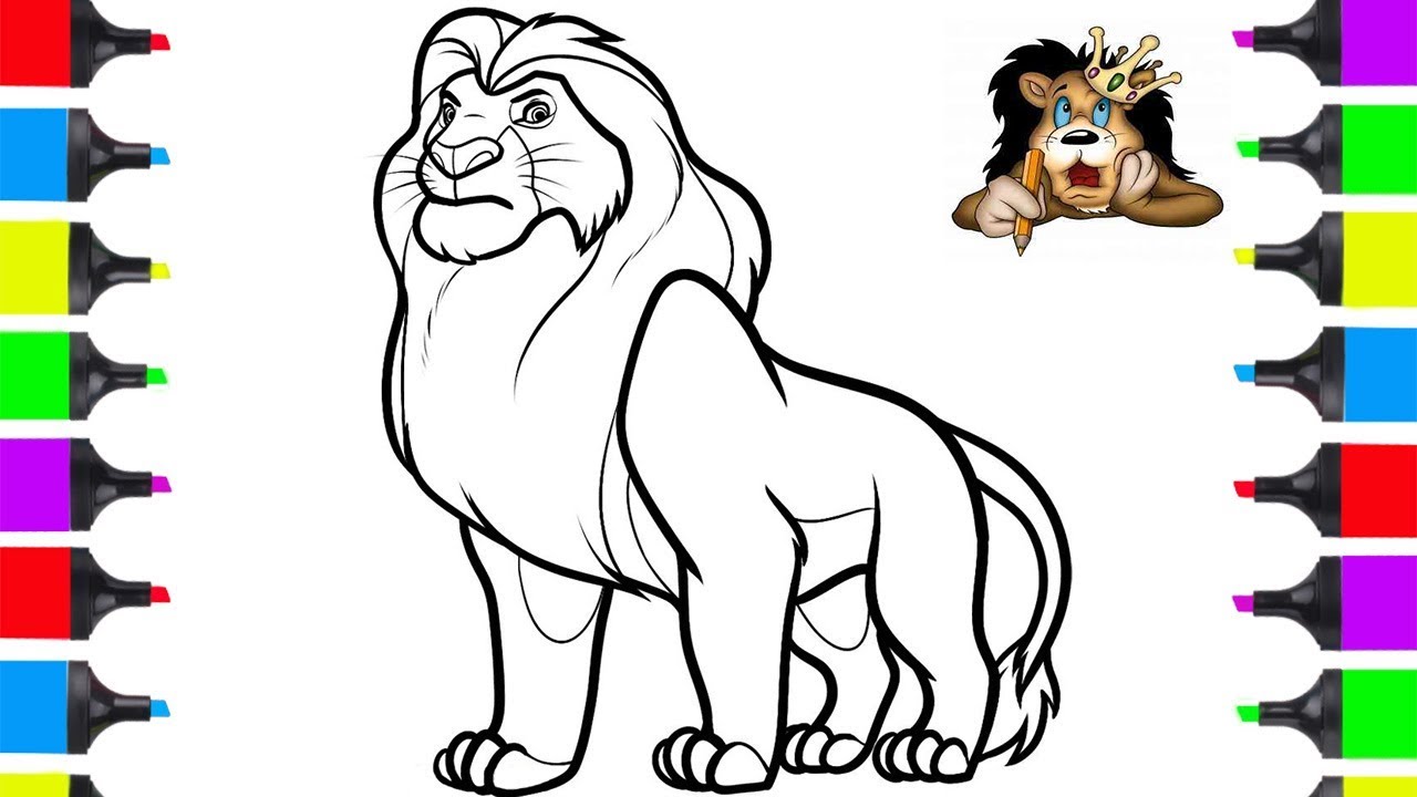 How To Draw Lion King Disney Movie | Coloring Pages  | Draw Animals