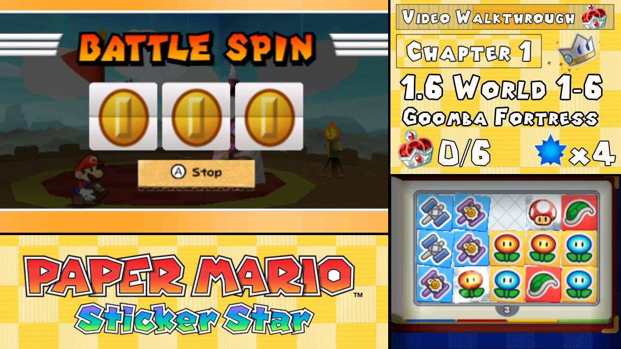 Paper Mario: Sticker Star Walkthrough 1.6 (World 1-6) Goomba Fortress