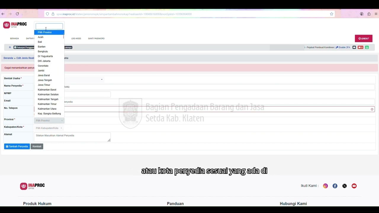 Video Tutorial Pencatatan Non Tender