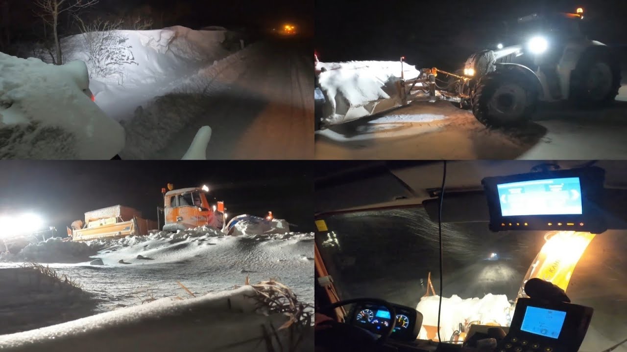 cab view! Winterdienst / Räumdienst / snow ploughing! extreme Blizzard Tristan 2021
