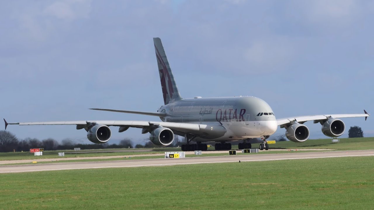 Virgin A350-1000 followed by the Qatar A380 on 23L departures