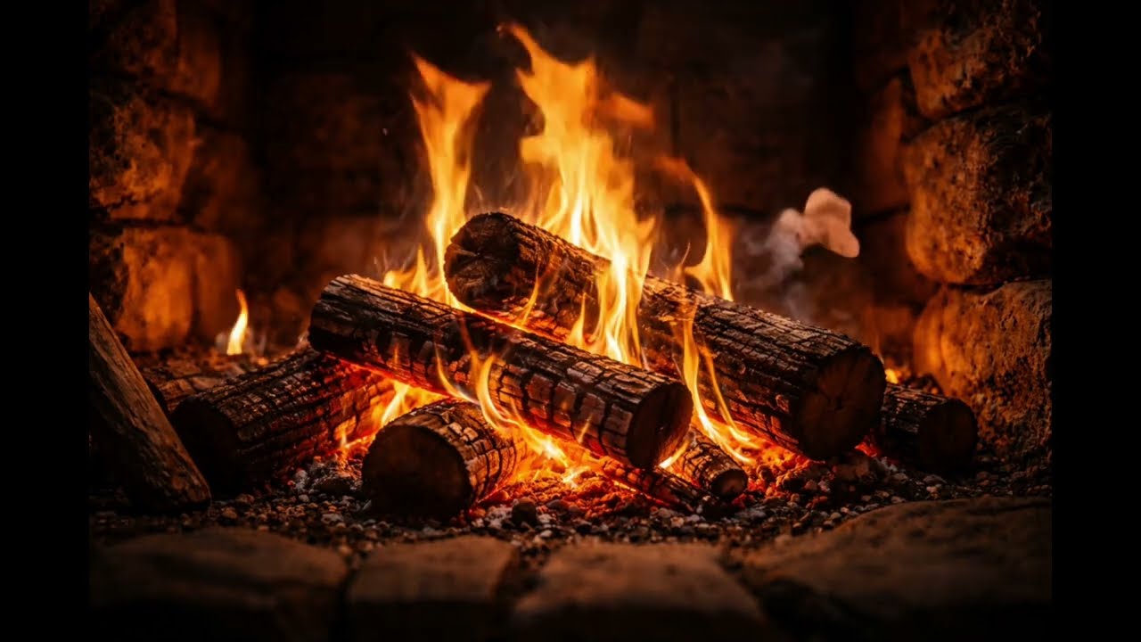 Fireplace with Crackling Fire Sounds 🔥 Cozy Fire Ambience for Relaxation, Sleep & Focus (4 Hours)
