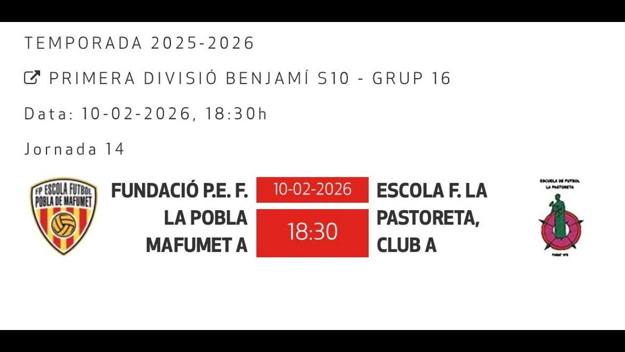 Pobla de Mafumet (A) vs PASTORETA (A) - 10/02/2026