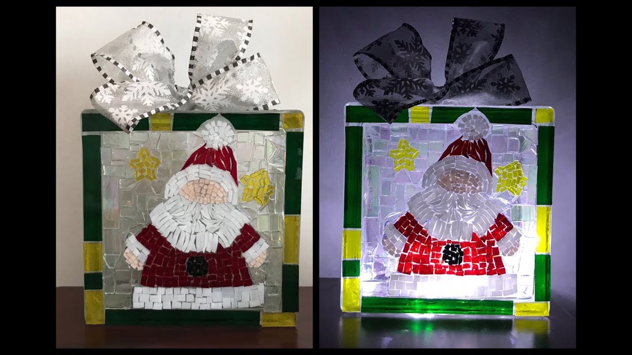 CAJA DE LUZ NAVIDE&Ntilde;A CON BLOQUE DE VIDRIO - CHRISTMAS LIGHT BOX WITH GLASS BLOCK