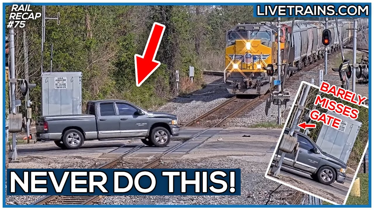 TRUCK GUNS IT, BARELY MISSES CROSSING GATES! + STRANGE UPRR Consist | LIVE Trains RAILRECAP #75