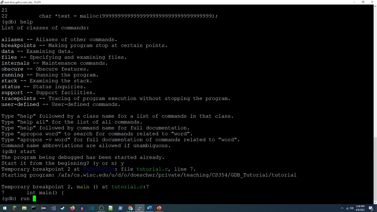 CS 354 Machine Organization and Programming: gdb Tutorial