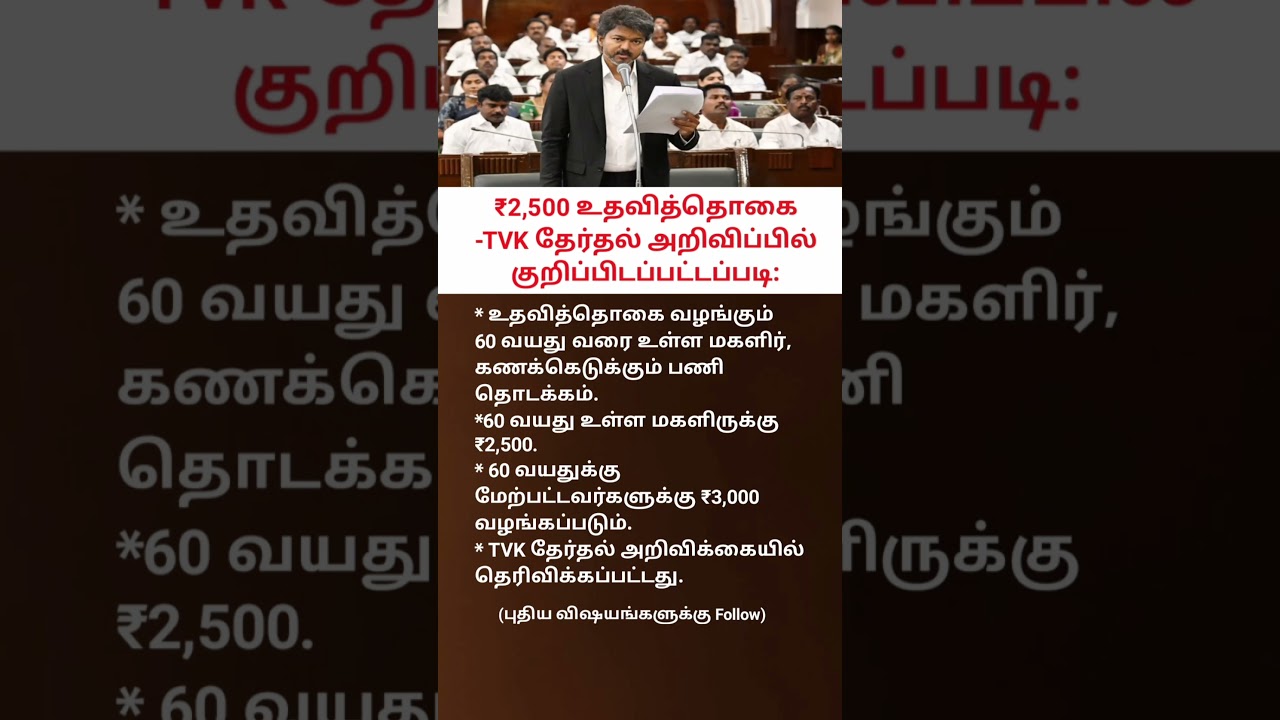 TVK Announces ₹2,500 Monthly Financial Aid Full Details Explained Vijay TVK Latest News