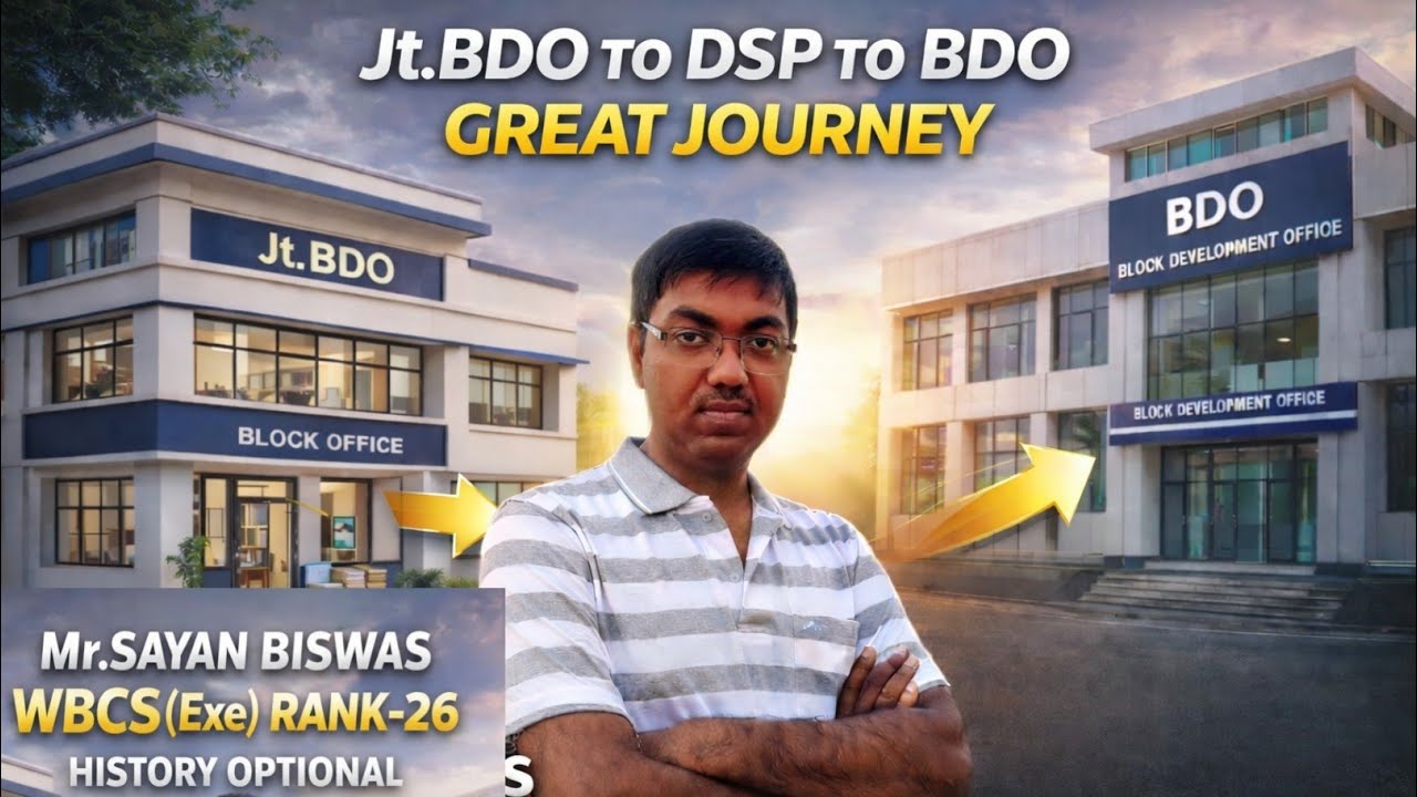 Jt.BDO TO DSP TO BDO || Mr.SAYAN BISWAS WBCS(Exe) RANK-26, HISTORY OPTIONAL , শুনে নিন STRATEGY 