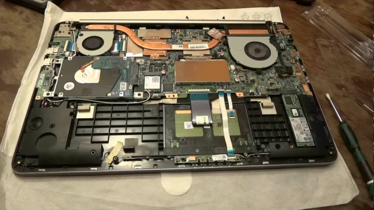Ноутбук ASUS K501UX разборка. Часть 2. Установка SSD Plextor PX-256M7VG