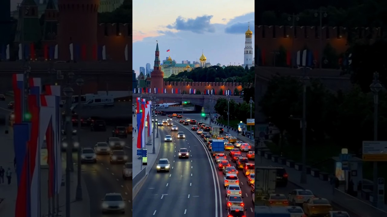Moscow Kremlin Traffic View | Historic Russia Meets Modern City Life 🇷🇺! shorts #travel #city