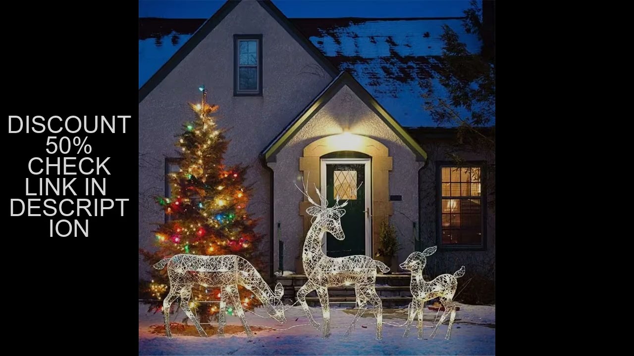 3/1 Piece Iron Elk Christmas Garden Decoration With LED Lights Flashing. Reindeer Christmas Home Out