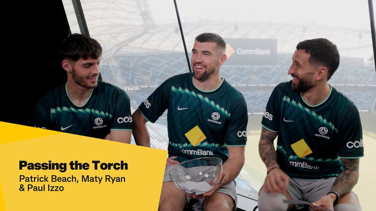 Игроки CommBank Socceroos Мэт Райан, Патрик Бич и Пол Иззо готовы покорить мир