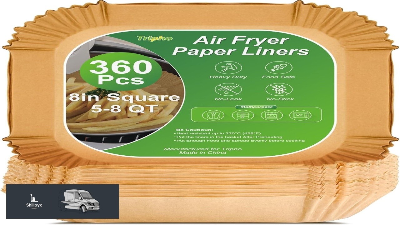360 Pcs 8 Square Unbleached Heavy Duty Air Fryer Paper Liners Disposable