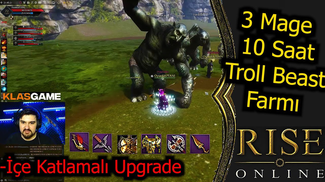 Rise Online 3 Mage 10 Saat Haddar 3 Slot Troll Beast Farmı - Trol beast farm
