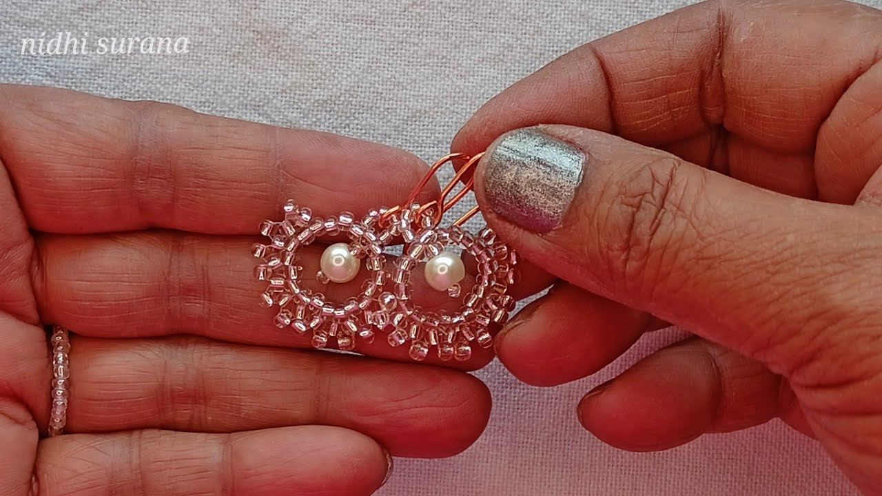 ⚜️Cute Chandbaali Earrings with Pearl & Seed beads/How to make Beaded Jewelry/Aretes Tutorial diy