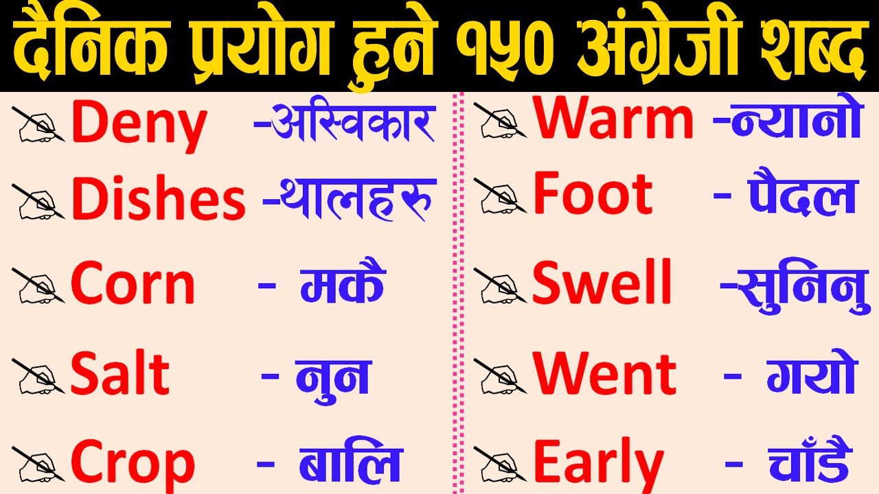 ✅ Basic Word Meaning 🔰English to Nepali || नेपाली अंग्रेजी शब्द र अर्थ 💹 Improve your vocabulary