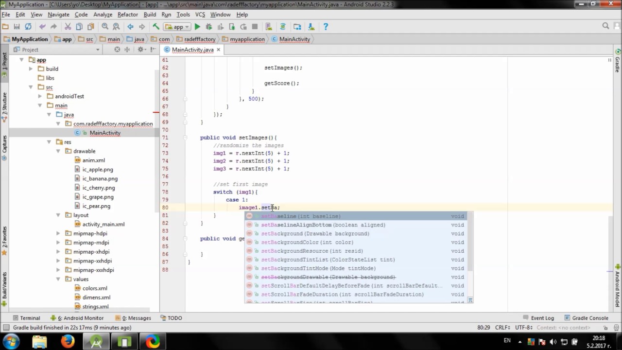 Develop simple Slot Machine game in Android Studio