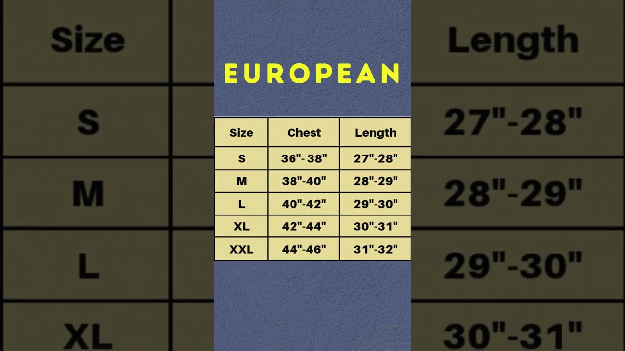 T-shirt Size Measuremnts #european #american #asian #tshirtsize #tshirtmeasurement #tshirts