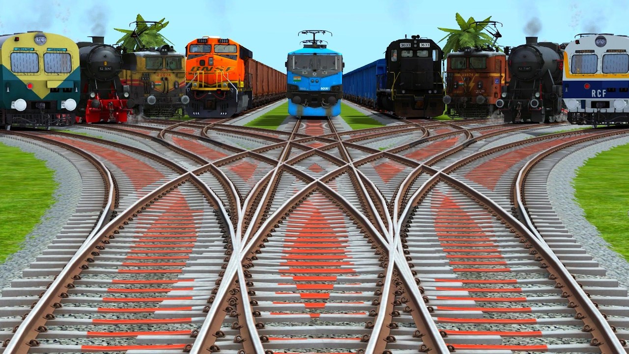 All Trains Passing from Curved Branched Railroad Tracks Risky Railroad Tracks | train wold4 
