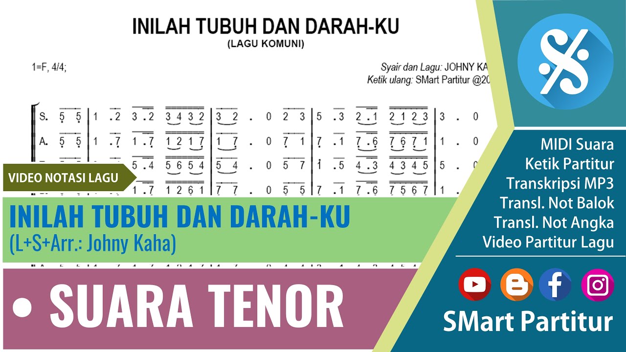 Lagu Komuni Inilah Tubuh dan Darah Ku untuk Latihan Suara TENOR